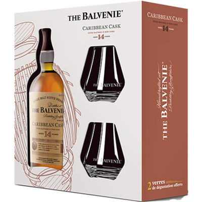 The Balvenie Caribbean Cask - 14 year - geschenkdoos met 2 glazen