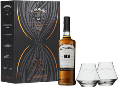 BOWMORE 12 ANS 70CL 40° - in geschenkdoos met 2 glazen