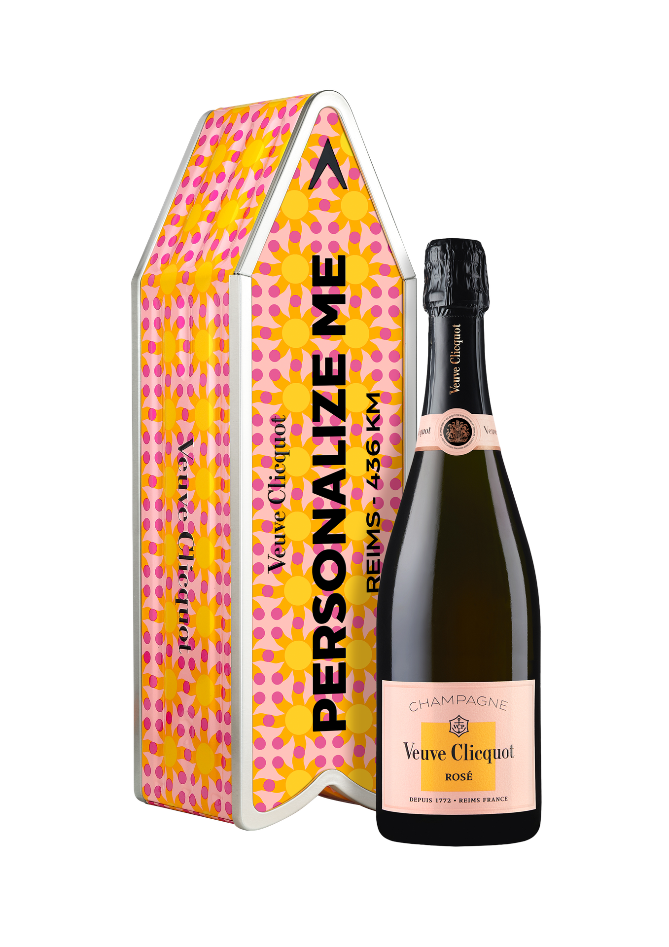 VEUVE CLICQUOT ARROW PERSONALIZE ME ROSÉ SUN PATTERN BY YINKA ILORI