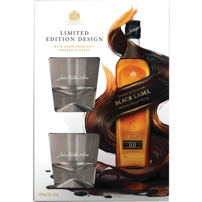 COFFRET JOHNNIE WALKER BLACK+2 VERRES