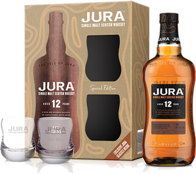 COFFRET ISLE OF JURA 40°C 12 ANS D'ÂGE + 2 VERRES