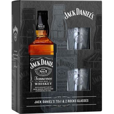 COFFRET JACK DANIELS N°7 +2 VERRES 40%VOL