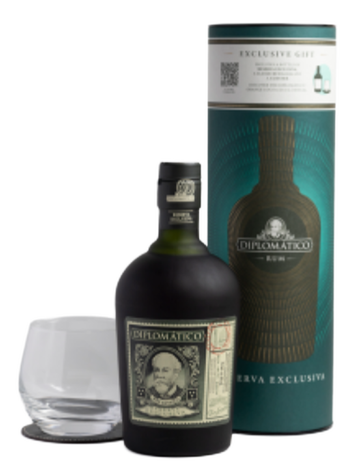 COFFRET RUM DIPLOMATICO + 1 VERRE + 1 SOUS-VERRE