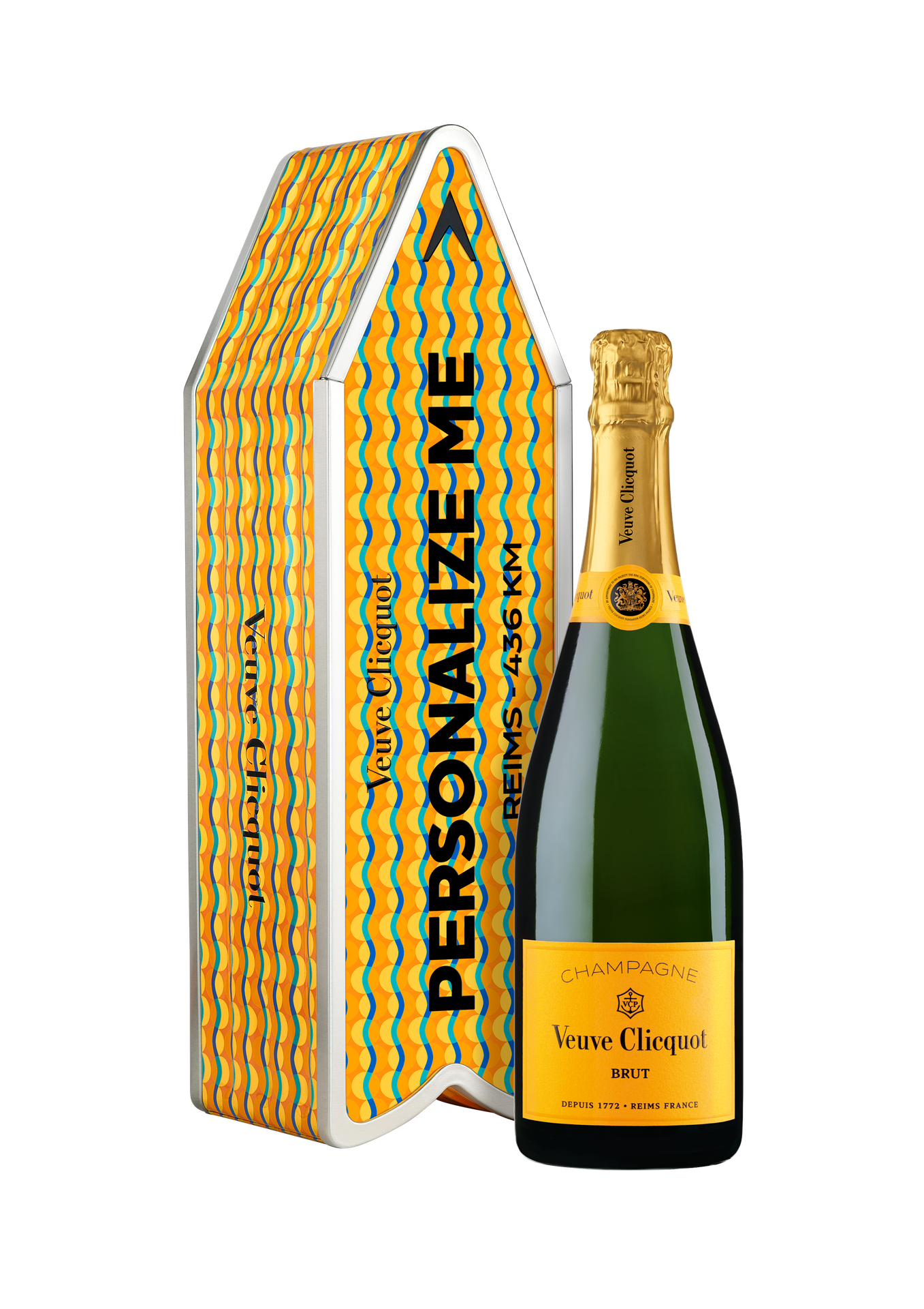 VEUVE CLICQUOT ARROW PERSONALIZE ME YELLOW LABEL SUN PATTERN BY YINKA ILORI
