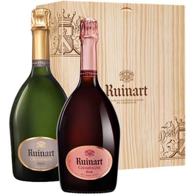 RUINART CAISSE BOIS DUO BRUT + ROSÉ