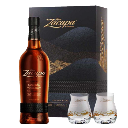 COFFRET RON ZACAPA EDICION NEGRA + 2 VERRES