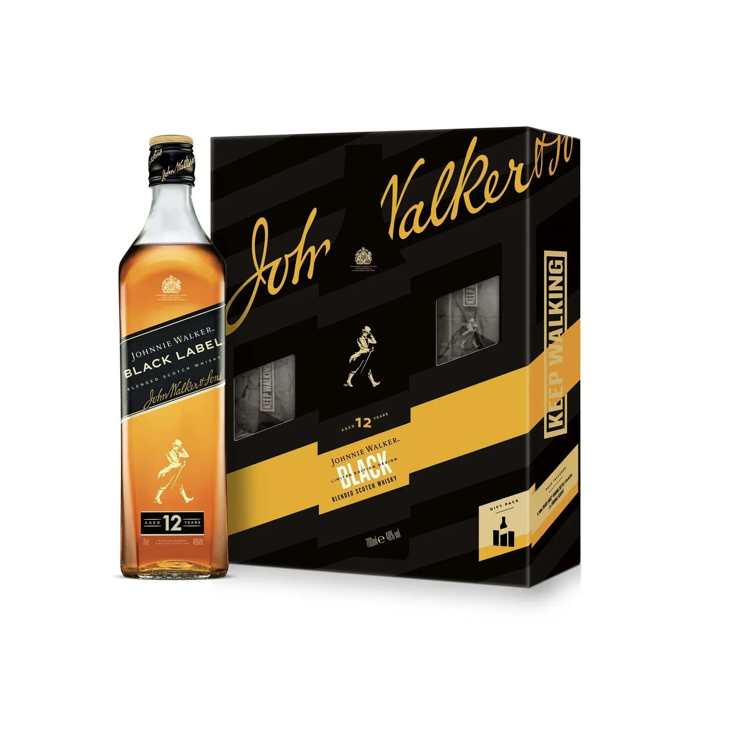 COFFRET  JOHNNIE WALKER BLACK+2 VERRES