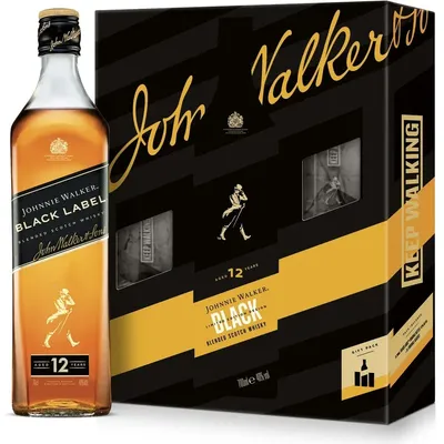 COFFRET JOHNNIE WALKER BLACK+2 VERRES